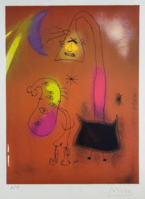Lithograph Joan Miro after Spanish Surrealism abstract (1 of 2)