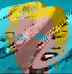 Acrylic on paper signed Andy Warhol American Pop Art Marilyn Monroe painting (1 of 2)