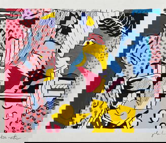 Roy Lichtenstein style of American Pop Art mixed media on paper interior (1 of 2)