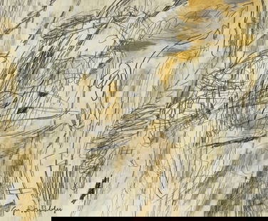 Mixed media on paper Cy Twombly style of American Abstract Expressionist: Mixed media on paper. From a private collection. 8,1 x 10 in. (20,5 x 25,3 cm). Cy Twombly (1948-2011, American). It is being sold in the manner or style of the artist. Abstract Expressionism composit