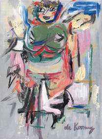 Willem de Kooning after Dutch Abstract Expressionist oil on c/b on canvas (1 of 3)