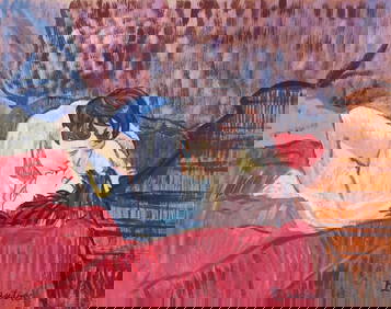 Painting Henri de Toulouse Lautrec after French Post-Impressionism kissing couple (1 of 2)