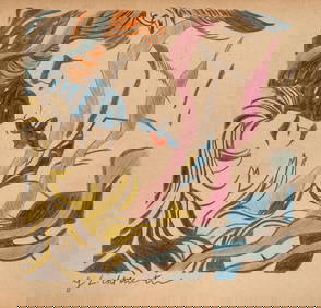 Crayon on paper Roy Lichtenstein after American Pop Art love couple kiss (1 of 2)