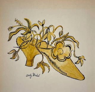Watercolor ink painting Andy Warhol after American Pop Art 1928-1987: Watercolor, ink on paper, drawing. From a private collection. 8,9 x 9,1 in. (22,7 x 23,2 cm). Andy Warhol (1928-1987, American). It is being sold in the manner or style of the artist. The drawing depi