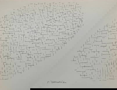 Piet Mondrian style of Dutch Abstract charcoal on paper drawing oval composition: Charcoal on paper, drawing. From a private collection. 8,7 x 11,2 in. (22 x 28,5 cm). Piet Mondrian (1872-1944, Dutch). It is being sold in the manner or style of the artist. Depicts an abstract oval