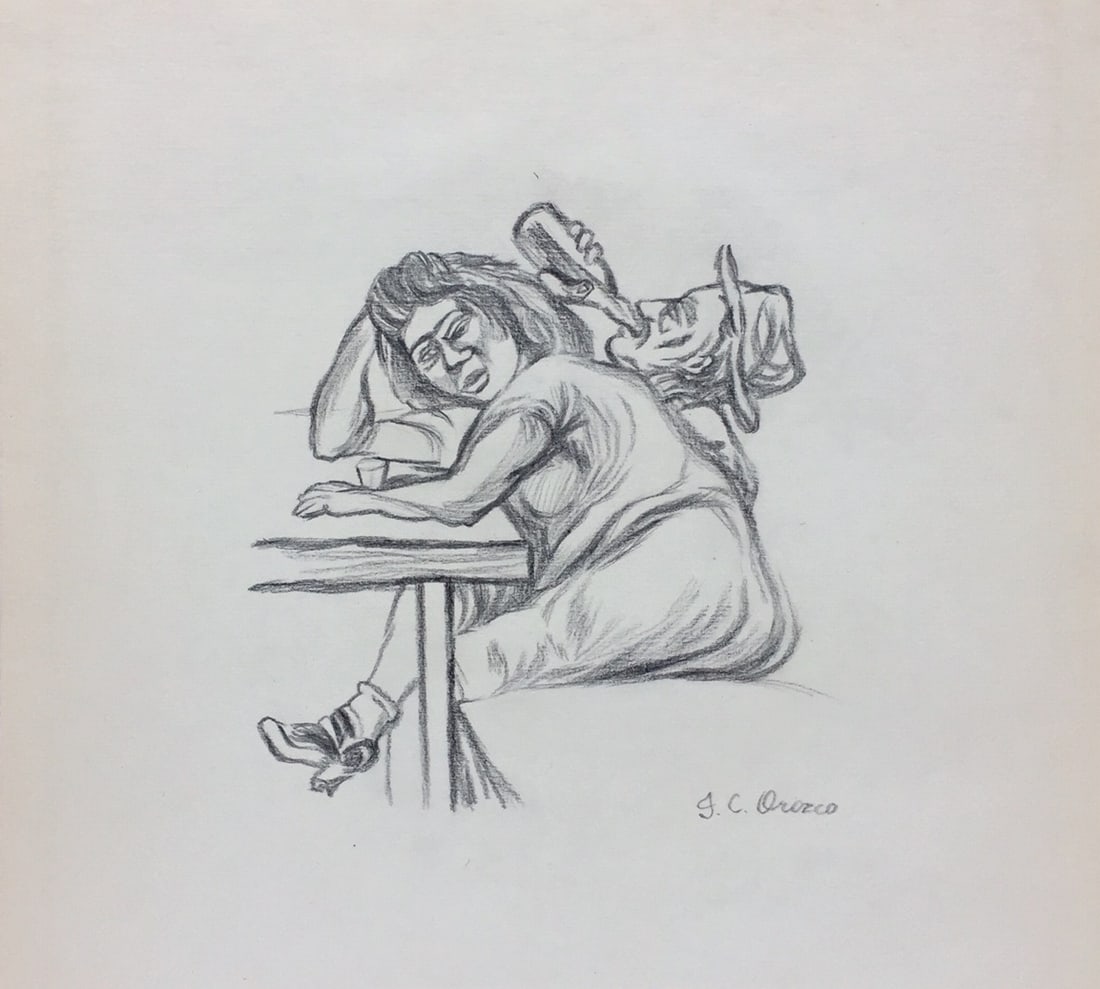 Charcoal on paper Jose Clemente Orozco after Mexican drawing (1 of 2)