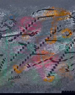 Paul Klee after Swiss German Surrealist mixed media on paper abstract composition: Mixed media on paper. From a private collection. 6 x 7,7 in. (15,3 x 19,5 cm). Paul Klee (1879-1940, Swiss). It is being sold in the manner or style of the artist. Depicts an abstract composition.