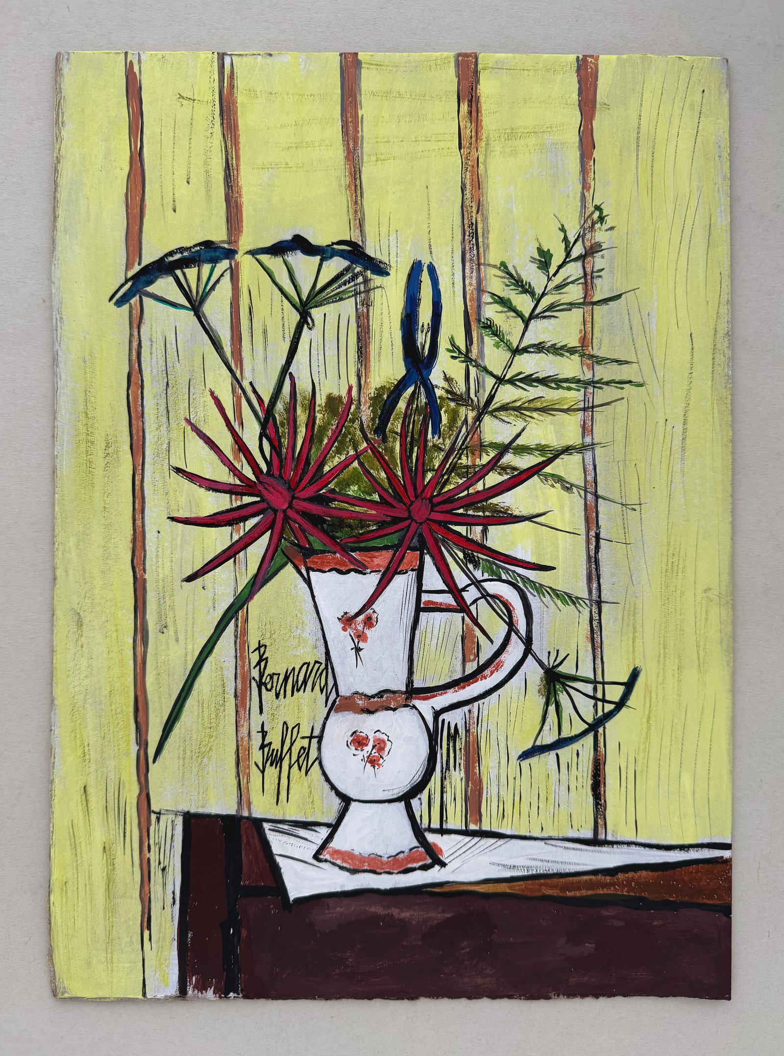 Bernard Buffet after French Expressionist mixed media still life 1928-1999 - 2