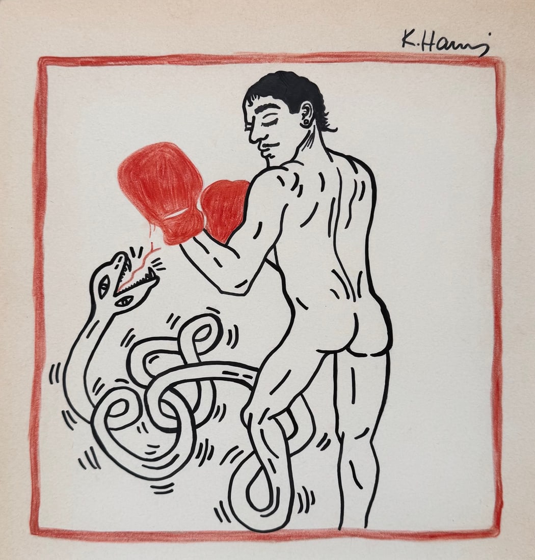 Keith Haring after American Pop Art mixed media on paper (1 of 2)