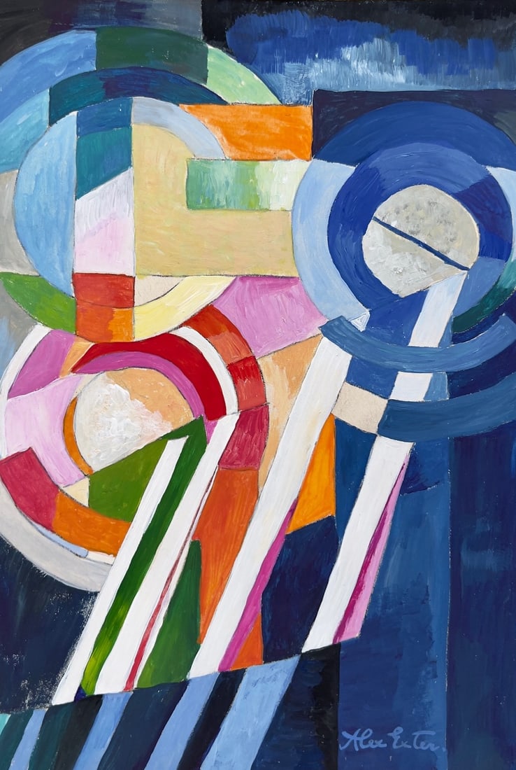 Tempera on paper Alexandra Exter after Russian Constructivist abstraction painting (1 of 2)
