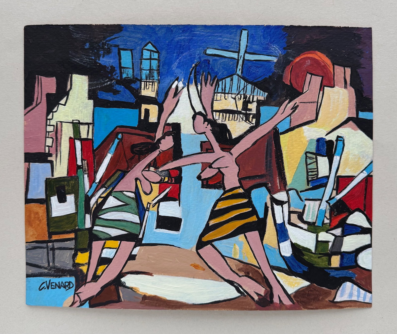 Claude Venard after French Cubism tempera painting - 2