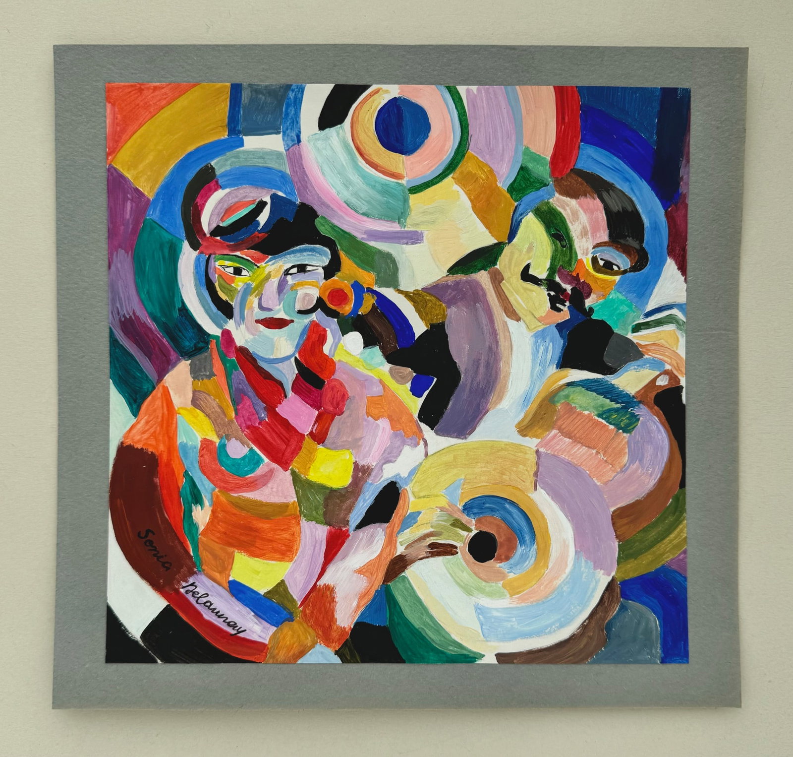 Sonia Delaunay after Ukrainian French orphism tempera painting geometric - 2