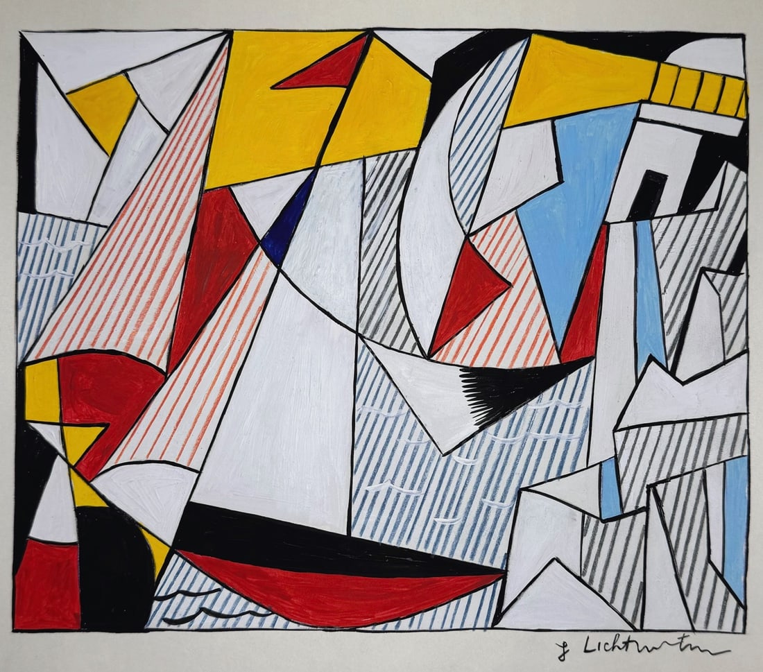 Mixed media on paper Roy Lichtenstein after American Pop Art study (1 of 2)