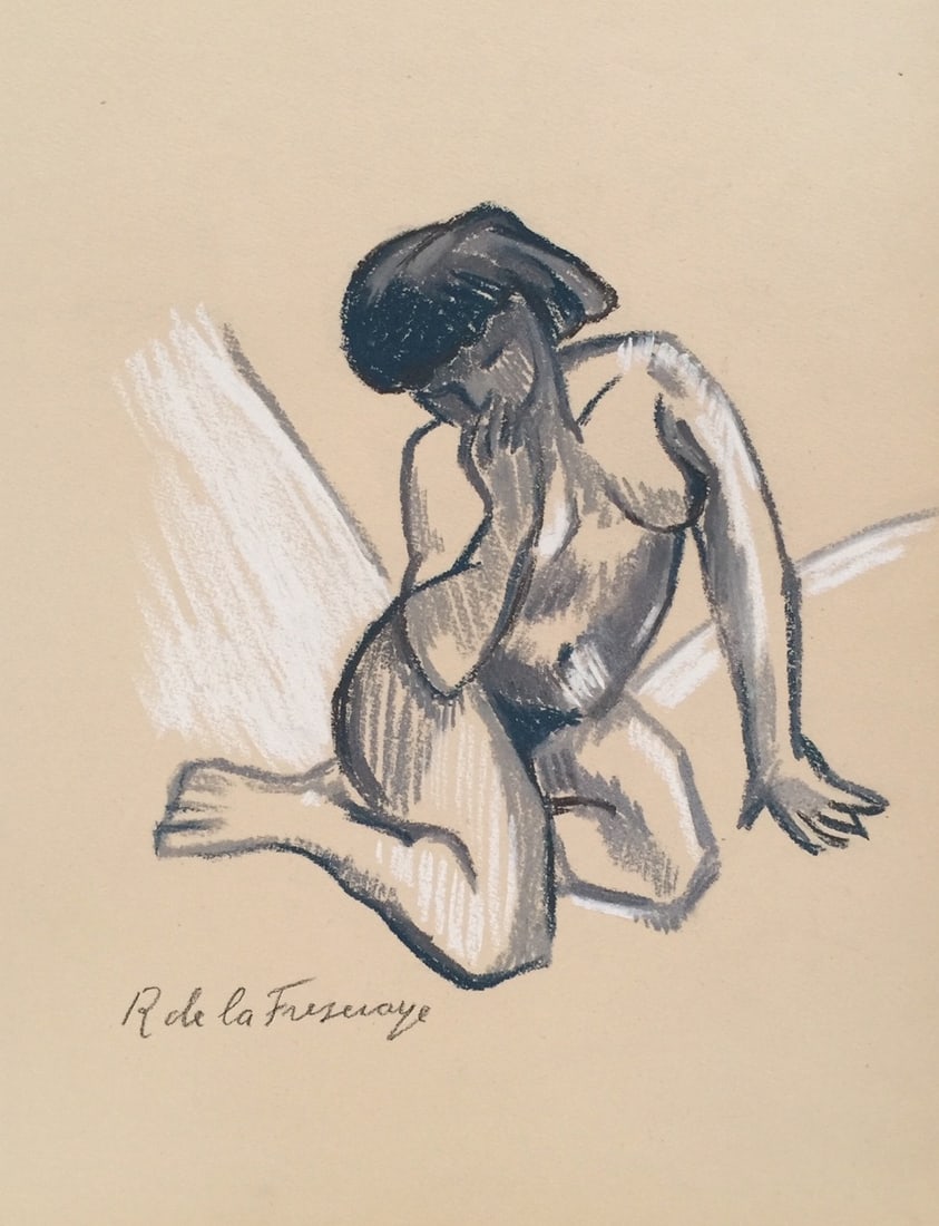 Drawing Roger De La Fresnaye style of French Cubism nude woman (1 of 2)
