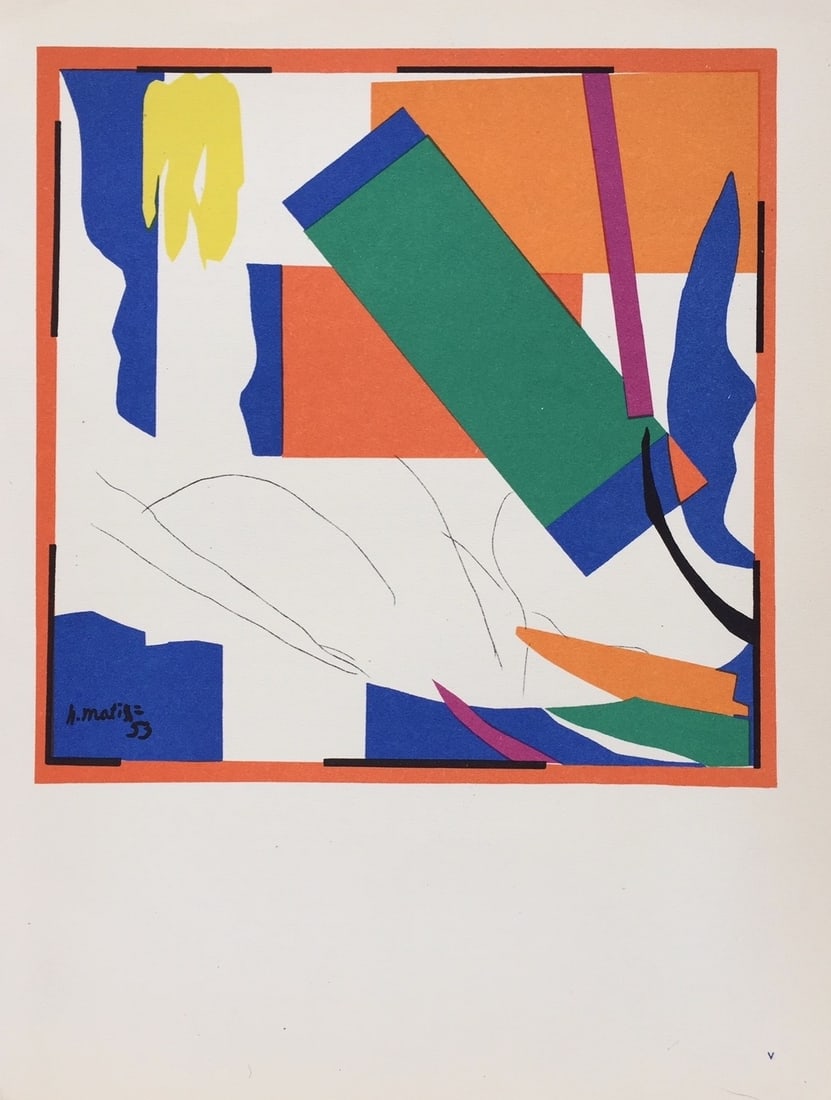Vintage litho print Expressionism French Henri Matisse lithograph print collage style (1 of 2)