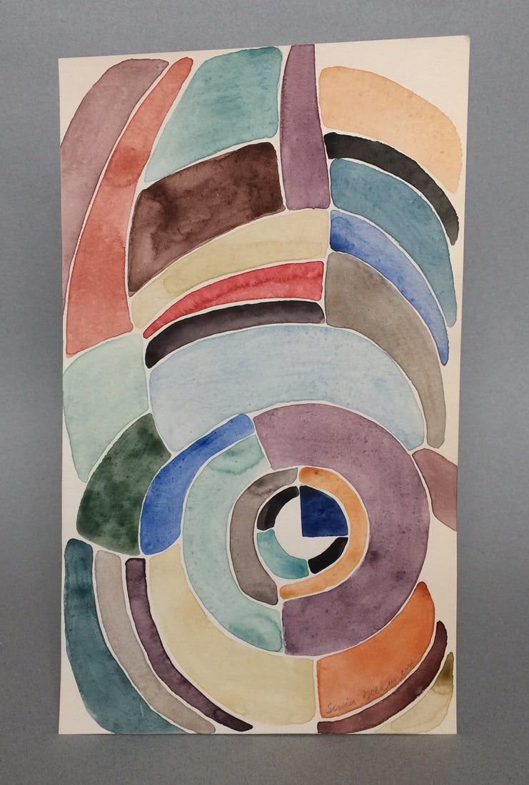 Sonia Delaunay after French Ukrainian Orphism watercolor on paper painting circles - 2