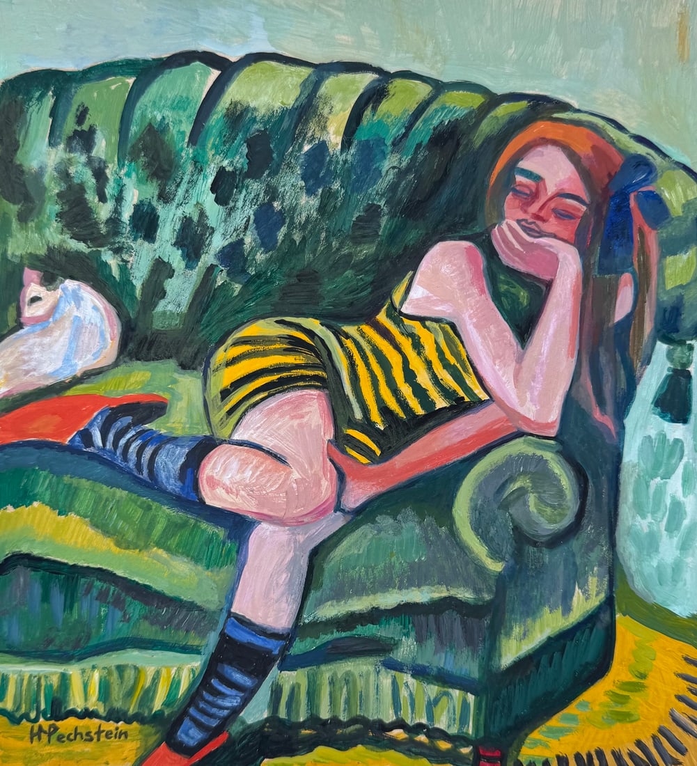 Hermann Max Pechstein after German Expressionist gouache painting (1 of 2)