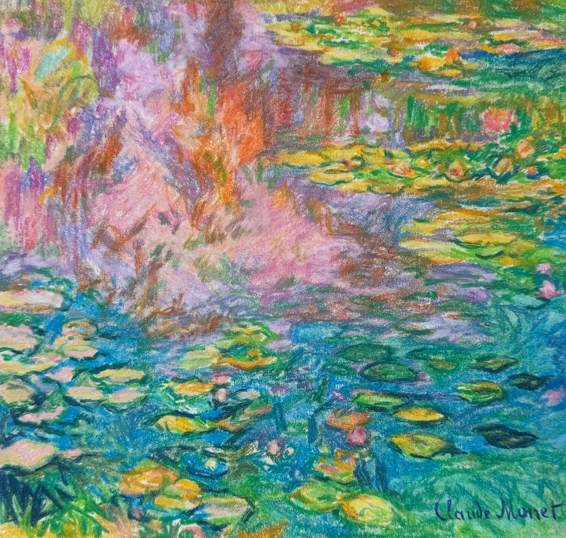 Claude Monet after French Impressionist pastel on paper water lilies (1 of 2)