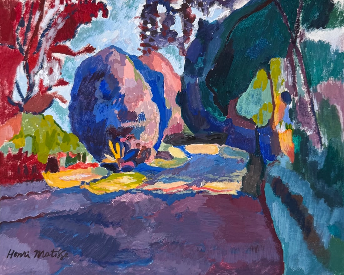 Henri Matisse after French Expressionist tempera on paper garden landscape park scene (1 of 2)