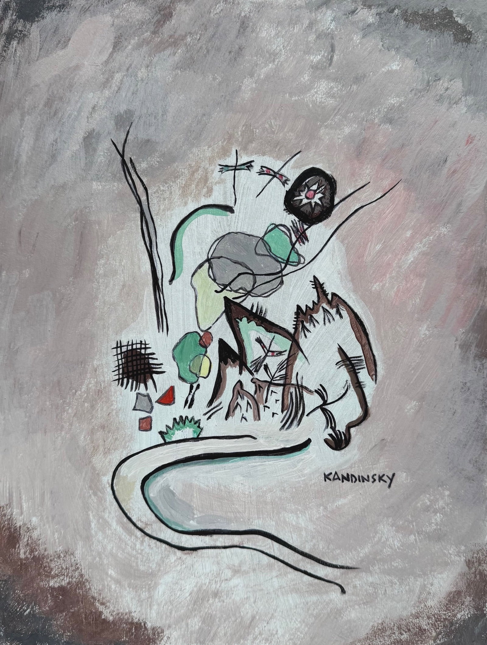 Wassily Kandinsky after Russian Abstract oil painting geometric composition (1 of 2)