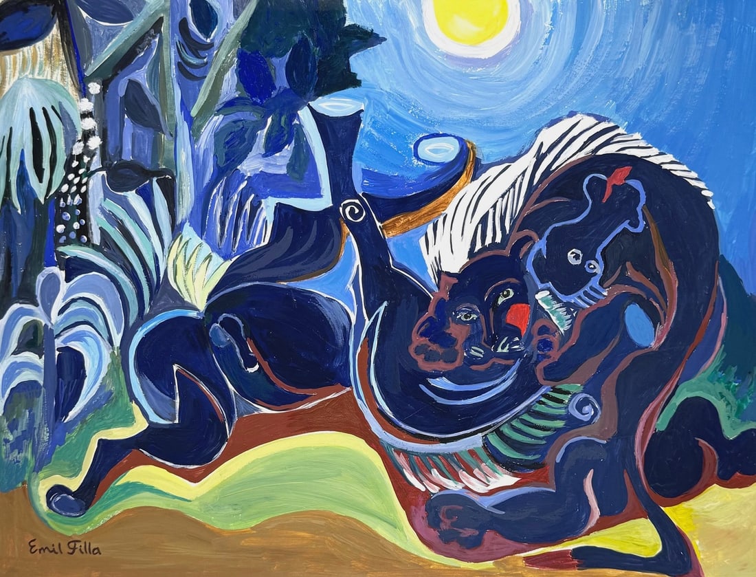 Tempera on paper Emil Filla after Czech Cubism 1882-1953: Tempera on paper, painting. From a private collection. 7,9 x 10,3 in. (20 x 26,2 cm). Emil Filla (1882-1953, Czech). It is being sold in the manner or style of the artist. The painting depicts a cubis