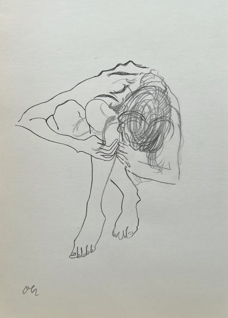 Oskar Kokoschka after Austrian Expressionist 1886-1980 drawing on paper girl: Charcoal on paper, drawing. From a private collection. 9 x 12,6 in. (23 x 32 cm). Oskar Kokoschka (1886-1980, Austrian). It is being sold in the manner or style of the artist. Composition with a girl.