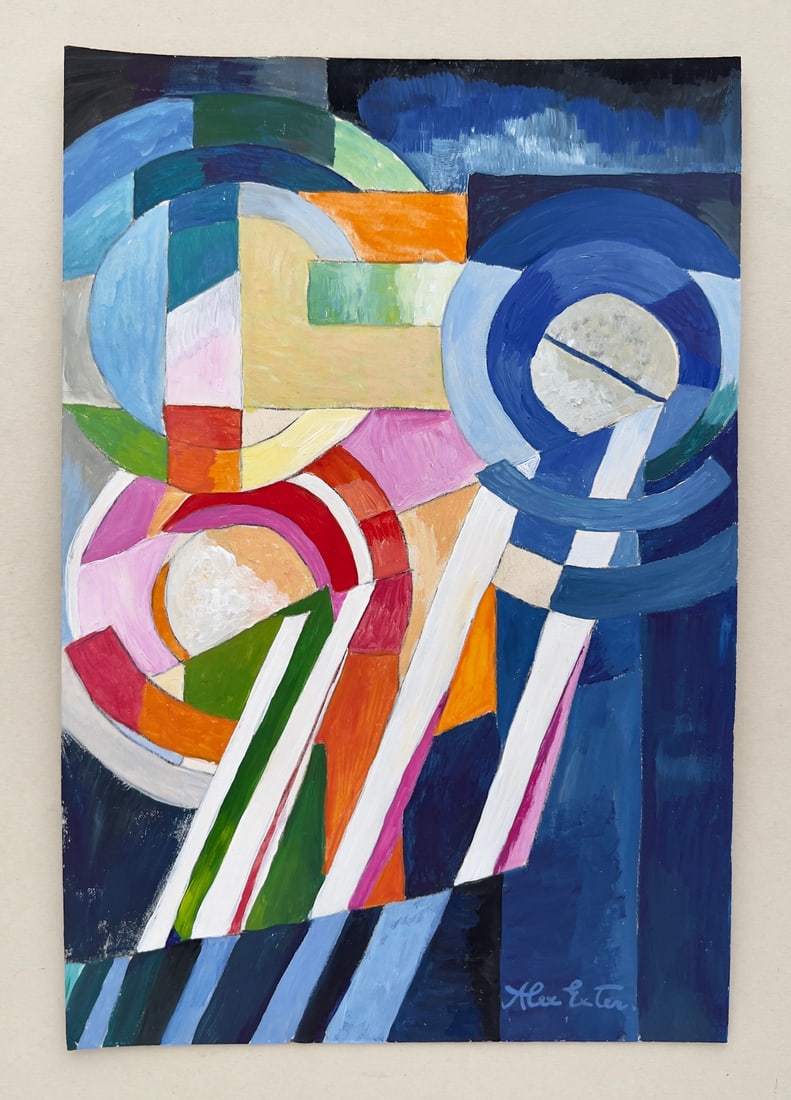 Tempera on paper Alexandra Exter after Russian Constructivist abstraction painting - 2