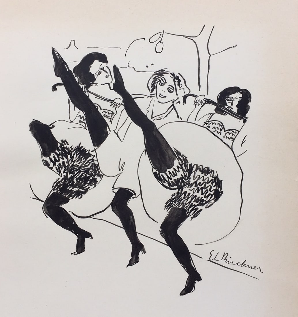 Ink on paper Ernst Ludwig Kirchner after Expressionist German dancing women (1 of 2)