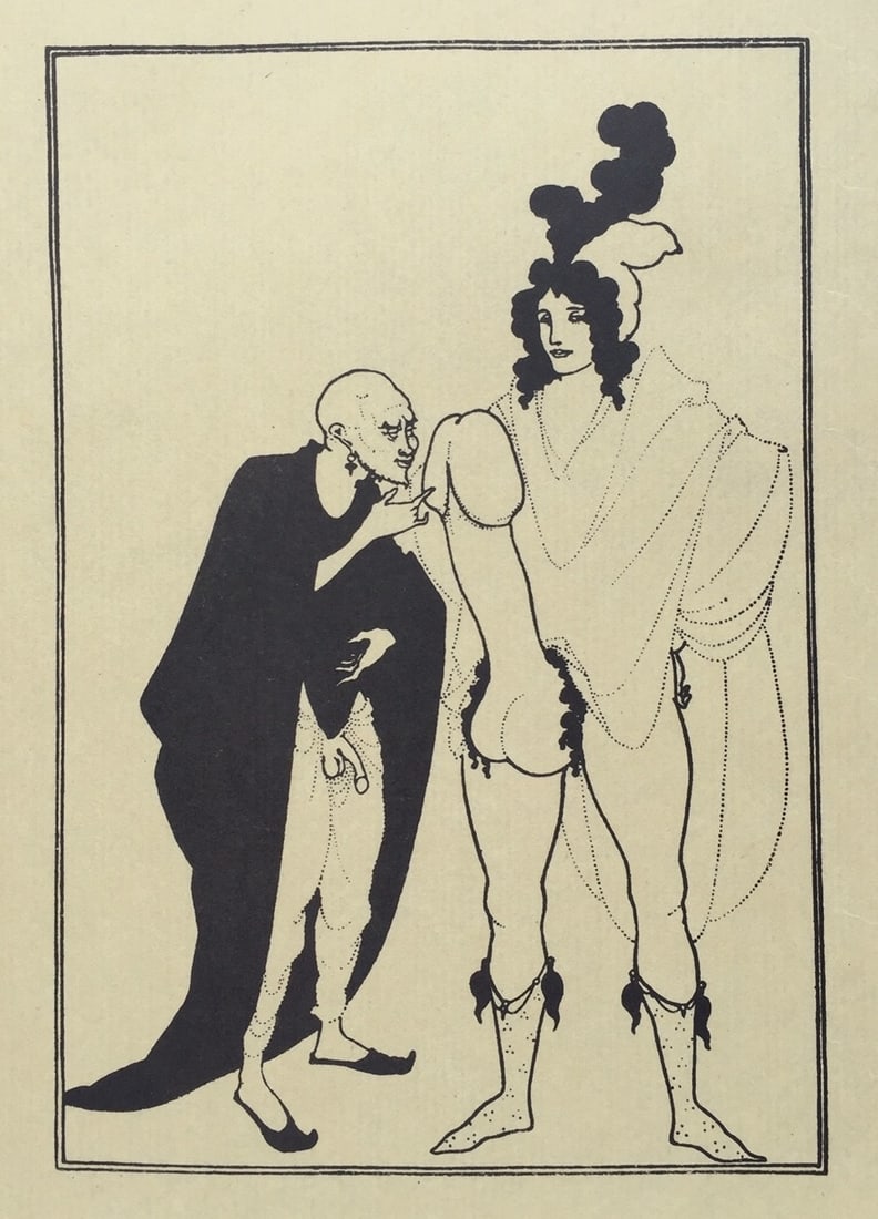 Aubrey Beardsley vintage litho print Modern men religious erotic scene (1 of 2)