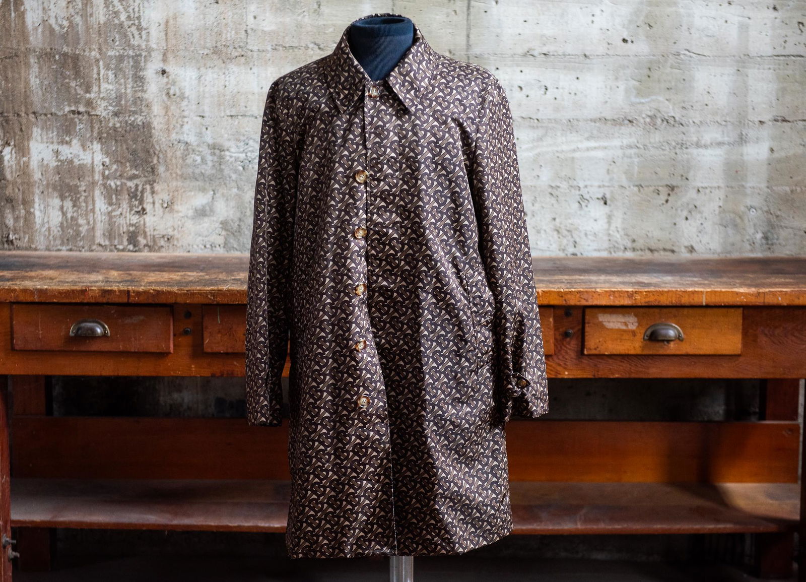 BURBERRY "KEATS" BRIDLE BROWN MONOGRAM TRENCH COAT (1 of 6)