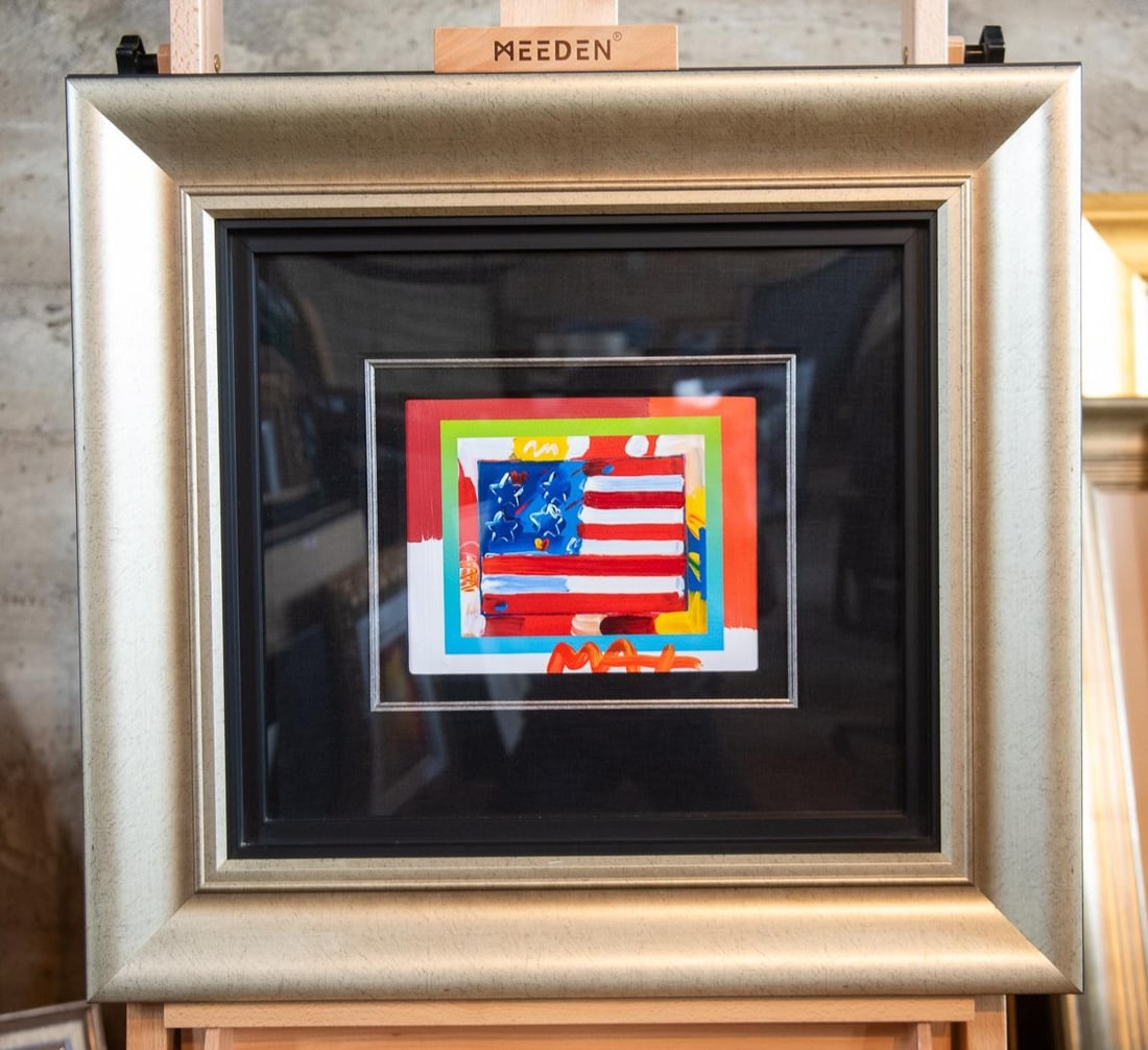 "FLAG WITH HEART ON BLENDS" PETER MAX (1 of 5)
