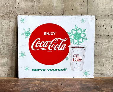 ENJOY COCA-COLA METAL SIGN TAC: Enjoy Coca-Cola "serve yourself" single sided metal sign with TAC authentication. TAC #041197. TAC information screenshot in photos. On May 8, 1886, Dr. John Pemberton brought his perfected syrup to