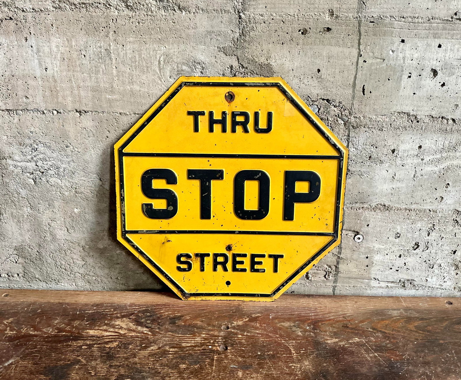 STOP THRU STREET HEAVY EMBOSSED METAL SIGN (1 of 5)