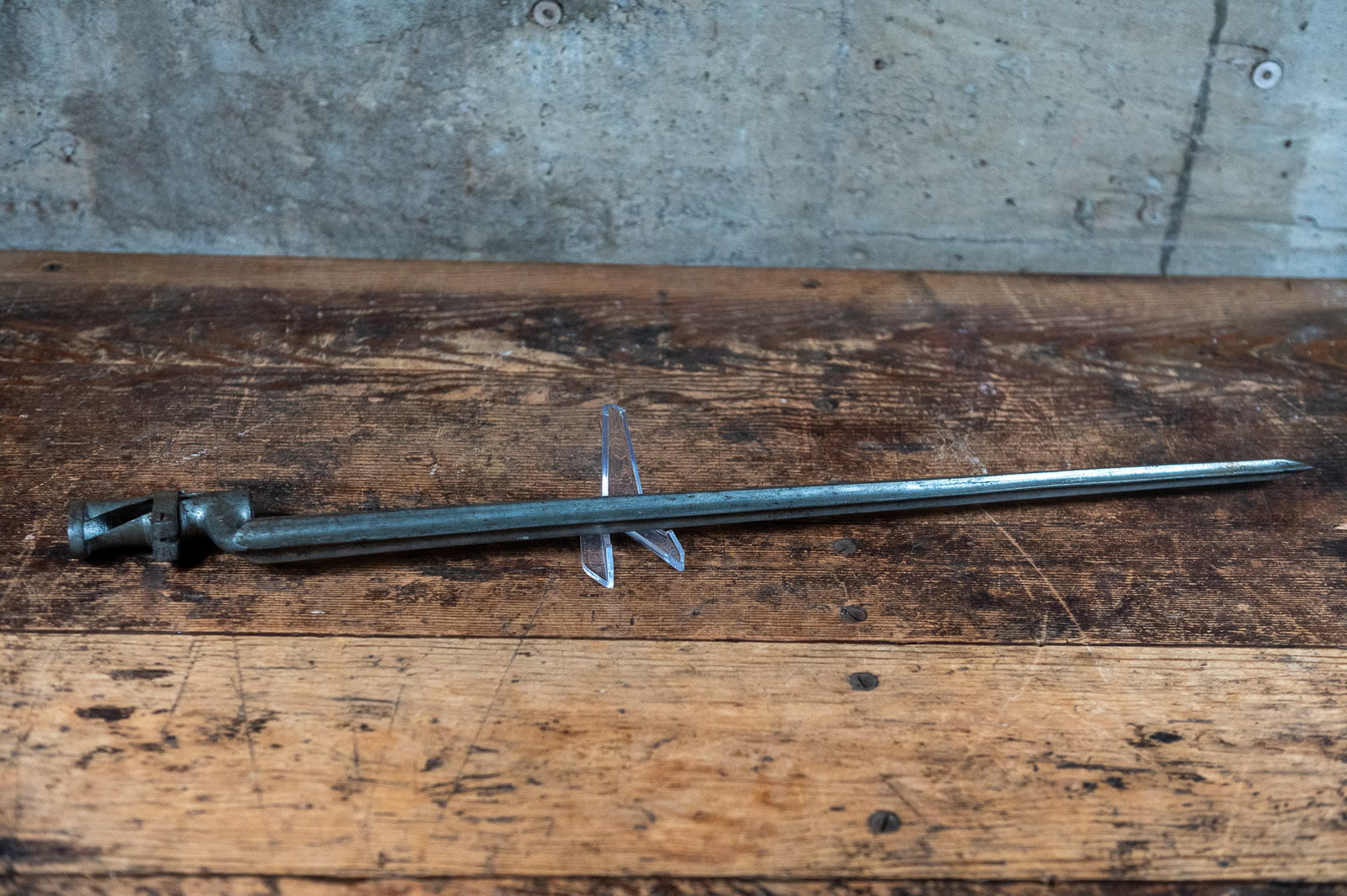 AUSTRIAN M1854 LORENZ RIFLE BAYONET: An authentic Austrian M1854 Lorenz rifle bayonet. With a flattened cruciform blade and helical mortise. The Lorenz was imported in quantity by both sides during the U.S. Civil War. The Union imported 