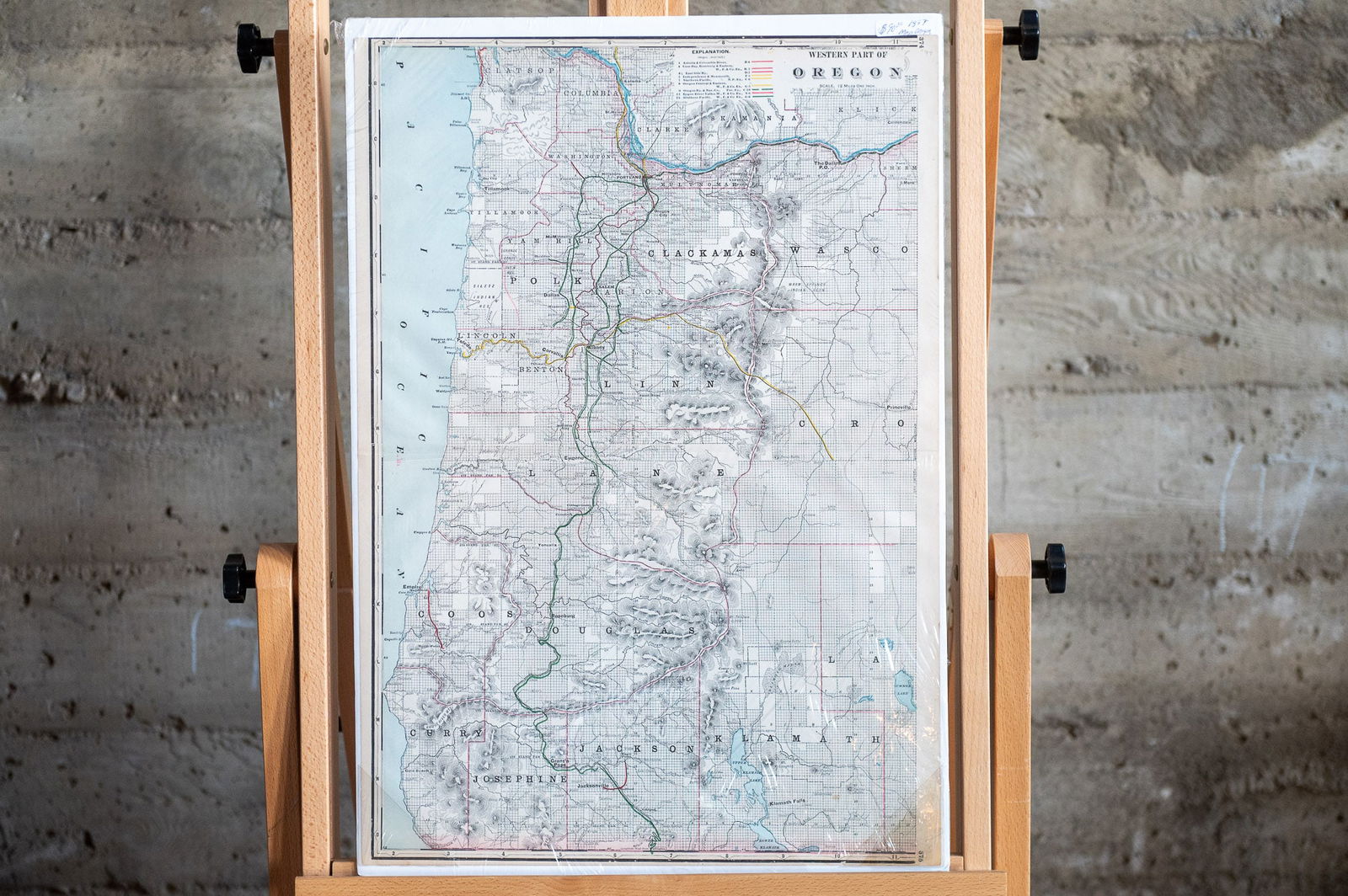 WESTERN PART OF OREGON, STANDARD AMERICAN RAILWAY SYSTEM ATLAS 1897, GEORGE F. CRAM (1 of 6)