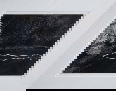 JOHN SEXTON, "WHITE BRANCH, MERCED RIVER": "White Branch, Merced River" a hand-signed silver photo by listed photographer John Sexton, circa 1974. John Sexton (1953-) is an American fine art photographer who specializes in black and white trad