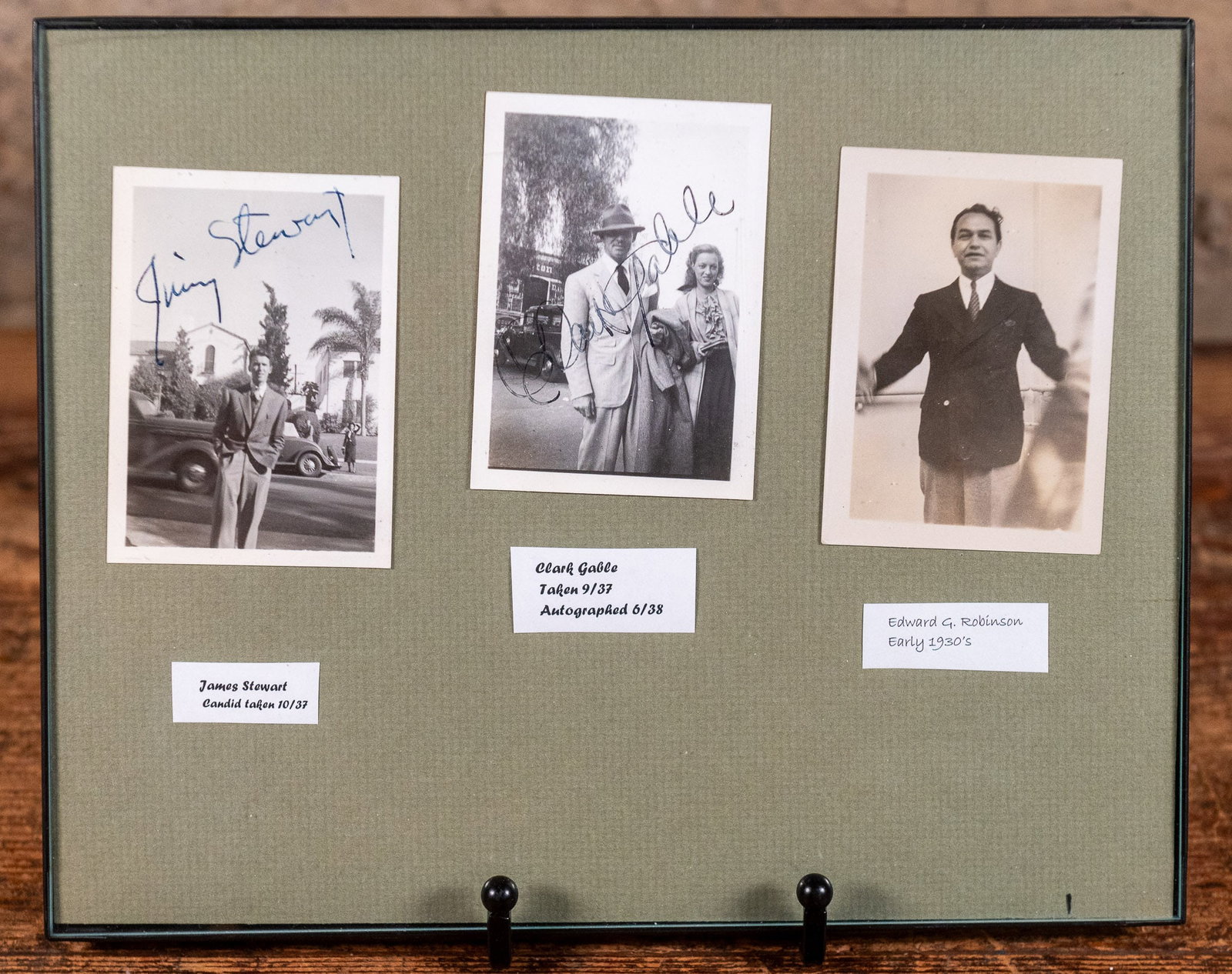 JAMES STEWART & CLARK GABLE AUTOGRAPHED PHOTOS, W/ UNSIGNED EDWARD G. ROBINSON PHOTO. (1 of 4)