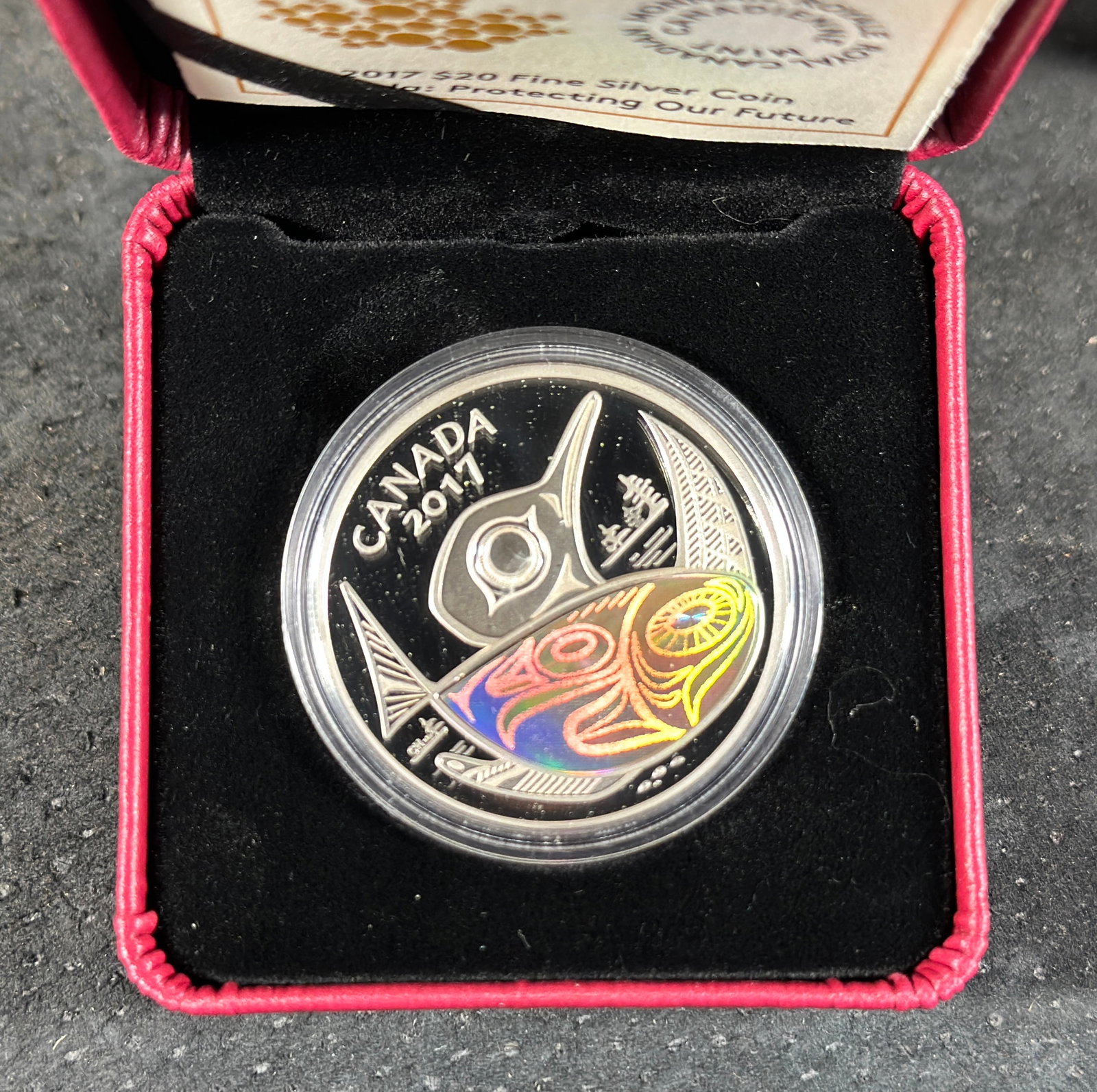 2017 $20 FINE SILVER HOLOGRAM COIN, CANADA: PROTECTING OUR FUTURE (1 of 3)