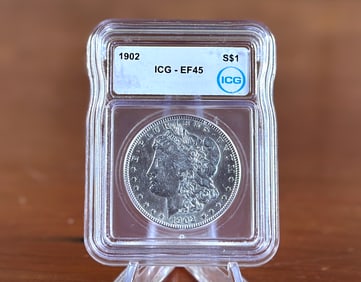 1902 MORGAN DOLLAR, SLABBED ICG EF45
