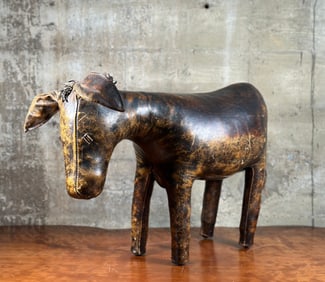 DIMITRI OMERSA FOR ABERCROMBIE AND FITCH LEATHER DONKEY OTTOMAN
