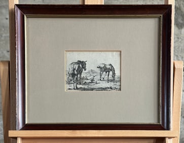 KAREL DUJARDIN, 'LES DEUX CHEVAUX PRES DE LA CHARRUE'