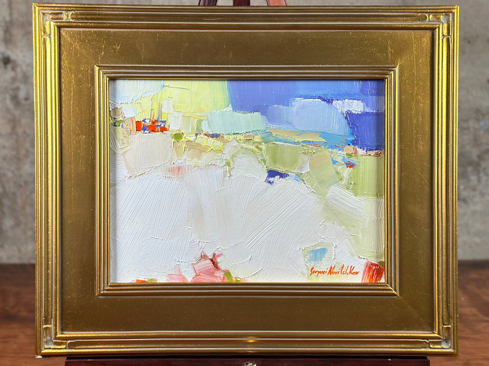 SERGUEI NOVITCHKOV, 'COLOR BECOME SPACE': "Color Become Space", an original oil on board by listed artist, Serguei Novitchkov. Professionally framed, signed lower right, and titled/signed again on the verso. This original work of art measures