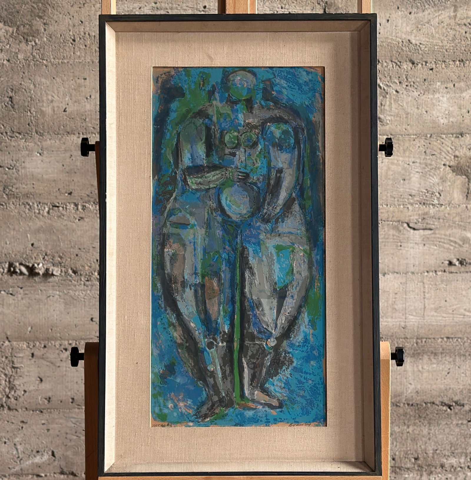 ROBERT JULIUS BRAWLEY, 'WEMAN #3': "Weman #3", a signed print by listed artist, Robert Julius Brawley. Hand-signed in pencil lower right and titled lower left. This piece appears to be printed on paper and mounted to a type of sheetroc