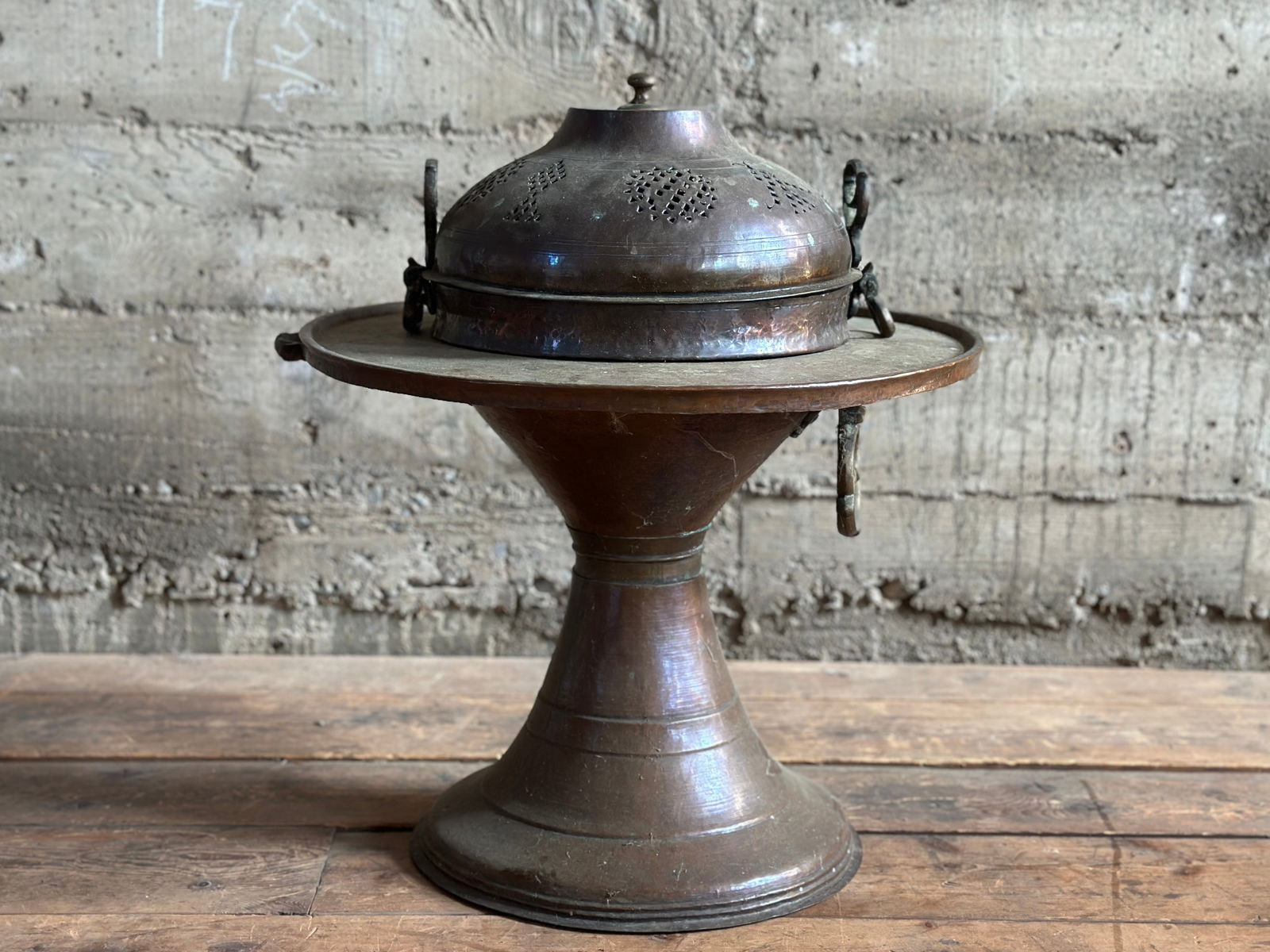 LARGE COPPER & BRASS INCENSE BURNER (1 of 8)