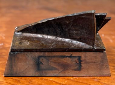 'WIND', BRONZE ON WALNUT SCULPTURE