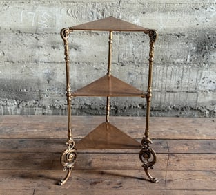 THREE-TIER SHELF WITH BRASS DRAGON FRAME