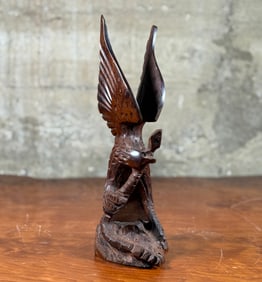 CARVED WOOD EAGLE & SNAKE SCULPTURE