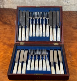 STERLING & MOTHER OF PEARL CUTLERY SET