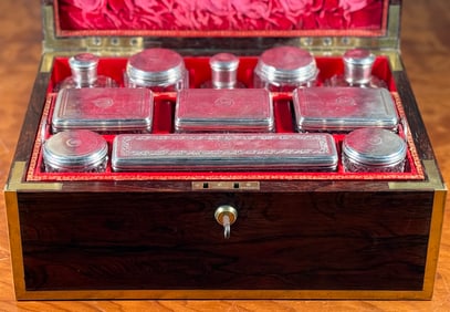 DAVID EDWARDS ROSEWOOD SILVER VANITY BOX, 19TH CENTURY
