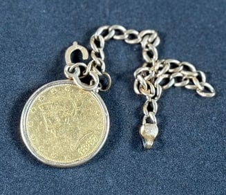 1887 $10 LIBERTY GOLD COIN ON 14K GOLD CHAIN